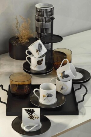 Golden Leaf 12 Piece Coffee Cup Set for 6 People RU12KT43011122 - Kütahya Porselen