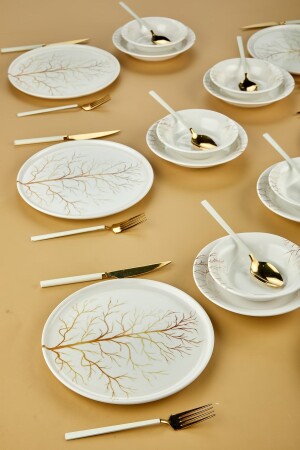 Golden Tree Lux Ceramic 18 Piece Dinner Set for 6 People, Dinner Set golden-tree-yemek - Erbaşlar