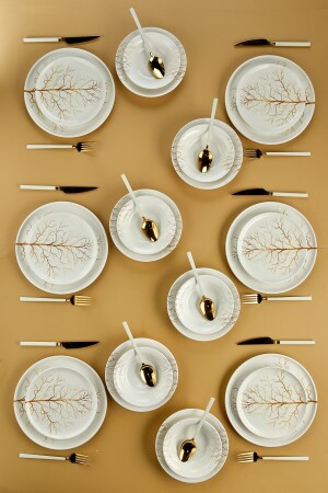 Golden Tree Lux Ceramic 24 Piece Dinner Set for 6 People, Dinner Set golden-tree-yemek - Erbaşlar
