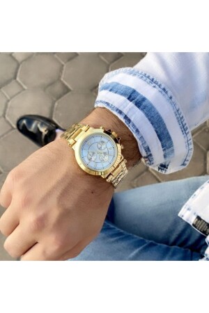 Goldfarbene Analok-Herrenarmbanduhr İstliv02021 - İSTLİV