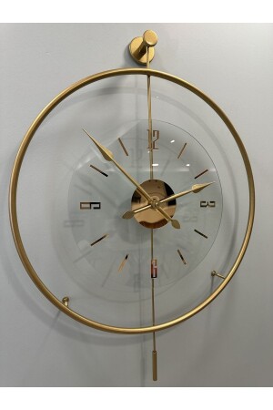 Goldfarbenes Luxry-Klarglas – (MITTLERE GRÖSSE) Metallkreis – Moderne dekorative Metall-Wanduhr - Metaquartz Aksesuar
