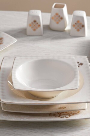 Goldies 57 Pieces Square Porcelain Dinner Set for 12 People 153. 03. 08. 1116 - Karaca