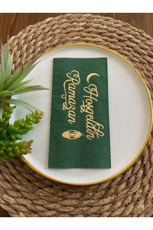 Goldvergoldete grüne Willkommens-Ramadan-Serviette, 16 Stück - kidspartim