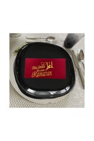 Goldvergoldete weinrote Serviette „Welcome to the City of Ramadan“ 16-tlg - kidspartim
