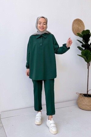 Gömlek Yaka Iki Iplik Tesettür Takım - Zümrüt - Ka Hijab