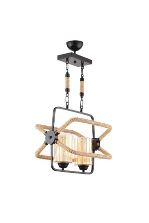Gondola 2 Piece Authentic Rustic Rope Black Chandelier GOND0L02-0100-S - Taşcan Aydınlatma