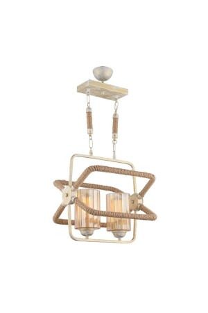 Gondola 2 Piece Authentic Rustic Rope White Patina Chandelier GOND0L02-0200-S - Taşcan Aydınlatma