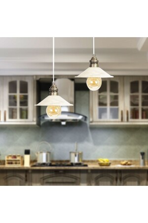 Gönen 2-Piece White Row Patinaed Modern Retro Pendant Lamp Kitchen Living Room Chandelier 3292-02-WH - Apliqa