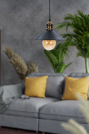 Gönen Single Black Modern Retro Pendant Lamp Kitchen Retro Living Room Chandelier 3292-01-BL - Apliqa
