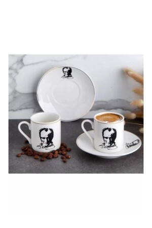 MNZ-Gönül 3231 مجموعة قهوة مطبوعة من طراز أتاتورك لـ 2 P20978S8646 - GÖNÜL MUTFAK