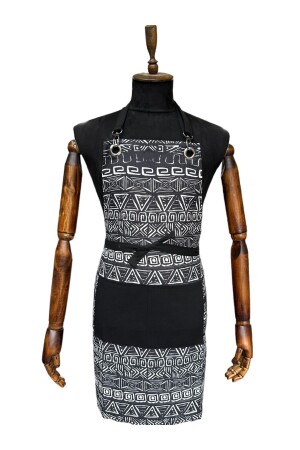 Gothic patterned black Strap Kitchen Apron Master Chef Cafe Chef Cook Hairdresser Art Barista Apron - unisex - Tepe Üniforma