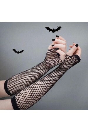 Gothic Punk Black Long Mesh Cuff - Darkellastore