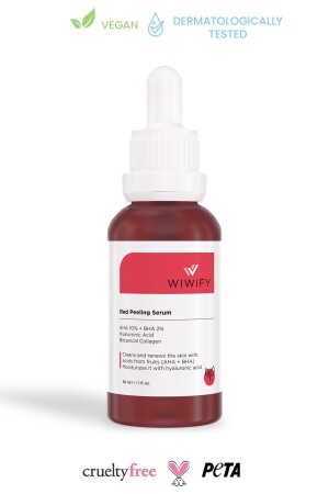 Gözenek Sıkılaştırıcı Akne Karşıtı Yenileyici Botanikal Kolajen Peeling Serum (aha10% - Bha2%) 30 Ml RED PEELING SERUM - WIWIFY