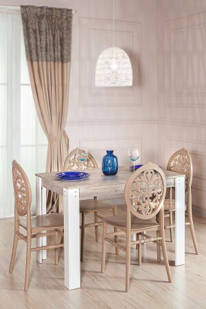 Grande Ceviz / Venus Kitchen Table Set 1 Table 4 Chairs - Cappucino - Sandalie