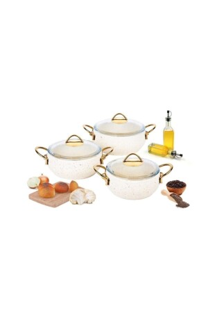 Granit Güveç Gold Kulp 3'lü Tencere Seti K-549-99 - Özkent