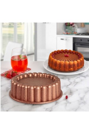 Granit Kaplama 26 Cm Dilimli Tart Kalıbı Rosegold - Eda