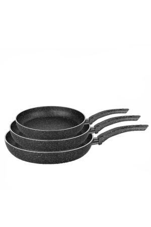Granit-Pfannen-Set, 3 Größen, 18–22–26 cm, feuerfeste Antihaftbeschichtung, Granit-Sonderserie - FAMİPA
