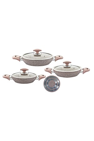 Granit-Pfannenset 6-teilig 18-20-22 cm braun 3004040506skah OMS. 0141 - Oms