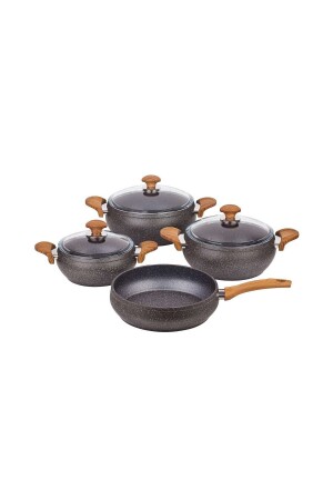 Granite Casserole Wooden Handle Cookware Set of 4 K-520. 03 - Özkent