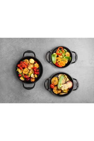 Granite Cast Iron Pan Set of 3 (18cm-20cm-22cm) HMGSS100121 - ALTIN MUTFAK