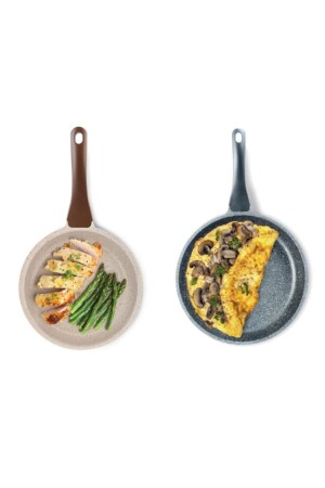 Granite Double Pan 20 Cm Mink And Gray ikithrm20cmtva - ThermoAD