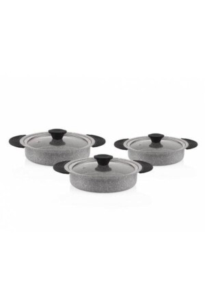 Granite Plus 3-teiliges graues Pfannenset mit Silikongriff Tac-3182 1101323. 0001 - Taç