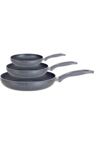 Granite Single Handle Pan Set 18-22-30 Cm 3mm - EVİNDA