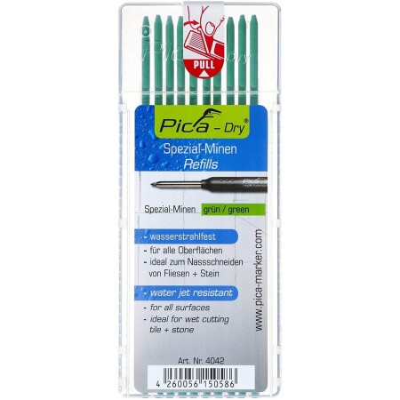 Graphite cores PICA 4042 green 2.8mm, 10pcs. - PICA