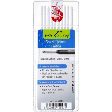 Graphite cores PICA 4043 white 2.8mm, 10pcs. - PICA