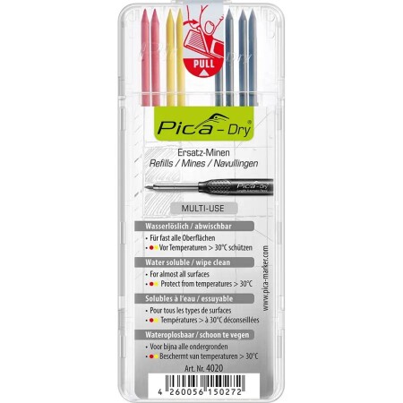 Graphite cores PICA three colors 2.8mm, 8pcs. - PICA