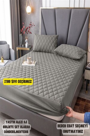 Gray 100% Liquid Proof Cotton Colorful Mattress Protector Quilted Mattress Mattress Pad Set with Pillows - Nart Home