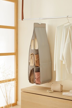 Gray 6 Compartment Hanging In-Cabinet Bag Organizer 30x97 - Ocean Home Textile