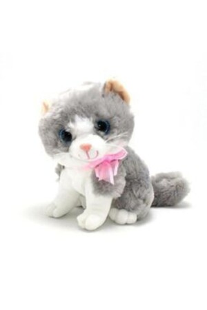 Gray and White Patterned Plush Cat with Meowing Voice skradapelus14 - Şeker Adası