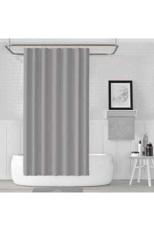 Gray Bathroom Curtain 1x120x200 Single Wing Gray Shower Curtain with Ring Gift 0010 - Zethome