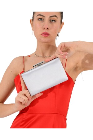 Gray Color Satin Stone Case Evening Dress Bag Evening Bag Wedding Engagement Bag 135T Satin - Biçanta