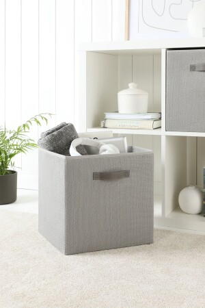 Gray Jute Cabinet Laundry Children's Room Toy Organizer Folding Storage Box Organizer 33x30x33 OCH. 018. OBO. 001 - Ocean Home Textile