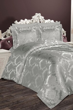 Gray Laceless Double Pique Set AsiPike - Çt Çeyizci Tekstil