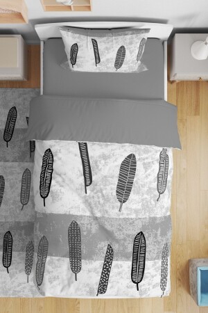 Gray Leaves Patterned Single Baby Kids Bedding Set evnev00013 - Evpanya