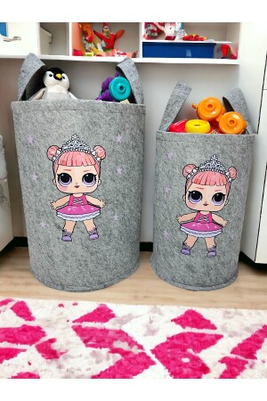Gray Lol Doll Large And Medium Size Doll Children's Room Toy Laundry Basket - Trend Sizde