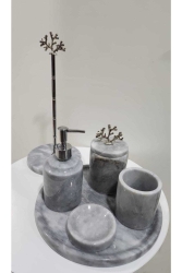 Gray Marble Bathroom Set gray 6 pieces - SARITAŞ