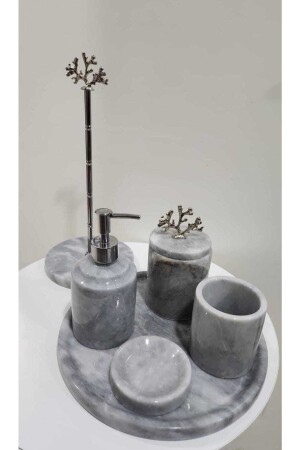 Gray Marble Bathroom Set gray 6 pieces - SARITAŞ