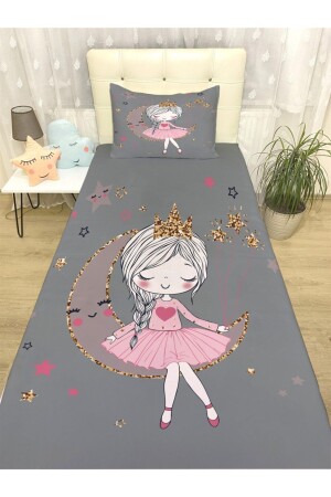 Gray Moon Princess Patterned Bedspread and Pillow evortu1253 - Evpanya