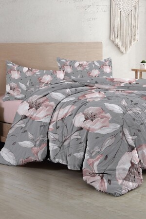Gray Rose Double Duvet Cover Set 3d Cotton Satin monohome33552 - Monohome
