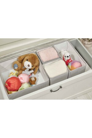 Gray Striped 4-Piece Drawer Organizer Multi-Purpose Foldable Drawer Organizer Storage Box dop12365227igo - Faiend