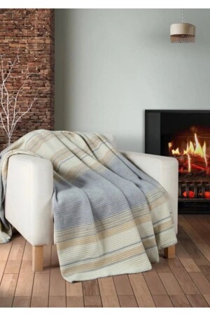 Gray Striped Cotton Double Blanket Cover elfidaciftbat1 - Elfida Home&Kids