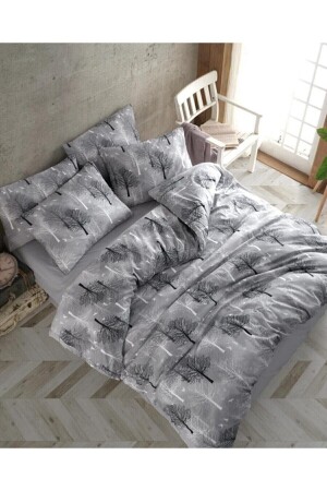 Gray Tree Double Duvet Cover Set griağaçnevtakçift - MERTİM