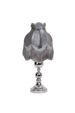 Gray Velvet Covered Cord Ornament Silver Foot Vintage Lampshade For Bedroom Living Room Ab0814 AB0814 - Dekovien