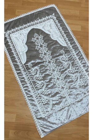 Gray Velvet Dowry Bridal Set Prayer Rug - Ayhanhome