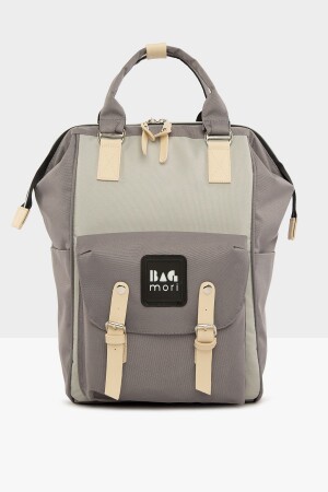 Gray Women's Pocketed Mother Baby Bag with Logo M000003884 - Bagmori