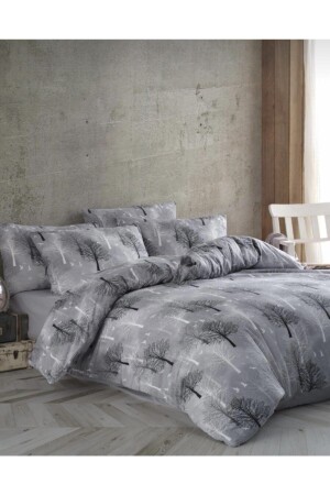 Gray Wooded Cotton Single Duvet Cover Set (with Elastic Sheets) wooded-duvet cover-set-single - SNR HOME COLLECTION